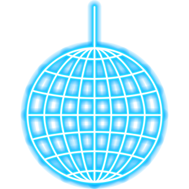 Disko Topu Neon Simgesi. Mutlu Yıllar Kutlamasının bir tasviri. Doğum günü tatili. Parti Müziği.