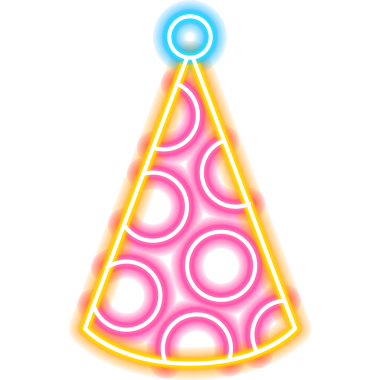 Nokta Palyaço Şapkalı Neon Simgesi. Mutlu Yıllar Kutlamasının bir tasviri. Tatil B-Günü.