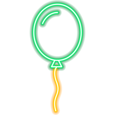 Yeşil Balon Neon Simgesi. Mutlu Yıllar Kutlamasının bir tasviri. Tatil B-Günü.