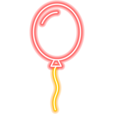 Kırmızı Balon Neon Simgesi. Mutlu Yıllar Kutlamasının bir tasviri. Tatil B-Günü.