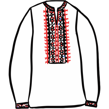 Adam Kırmızı Beyaz Ukrayna Nakış Tişörtü. El yapımı Ukrayna Geleneksel Kültürel Moda Çizimi.