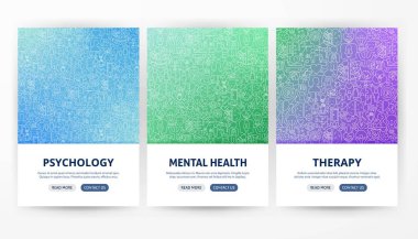 Psikoloji Terapisi Uçma Konseptleri. Vektör İnce Özet Akıl Sağlığı Doğrusal Sembolleri. Sağlık ve Farkındalık Ayı Tasarımı. Satır Nesneleri Arkaplan Şablonu.