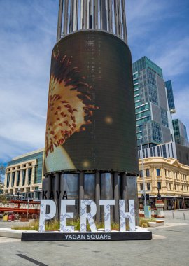 Yagan Meydanı Perth Dijital Kulesi ve Çevre Mimarisi, Perth, Avustralya, Ocak 2020