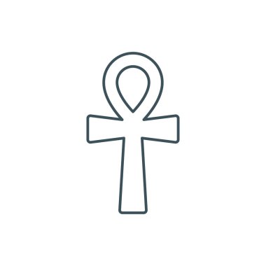 İnce çizgi ankh ya da hayatın anahtarı. Antik, dini, Mısırlı sonsuz yaşam sembolü. Özet olarak, Crux ansata. Doğrusal Coptic Cross. Düzenlenebilir felç. Beyaz arka planda izole edilmiş. vektör illüstrasyonu