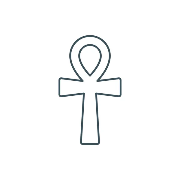 İnce çizgi ankh ya da hayatın anahtarı. Antik, dini, Mısırlı sonsuz yaşam sembolü. Özet olarak, Crux ansata. Doğrusal Coptic Cross. Düzenlenebilir felç. Beyaz arka planda izole edilmiş. vektör illüstrasyonu