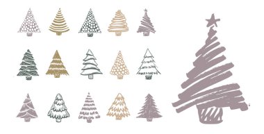 Noel ağacı seti, El çizimleri.