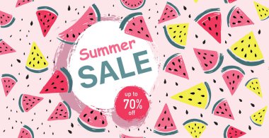 Yaz indirimi, karpuz dilimi çizilmiş resim.