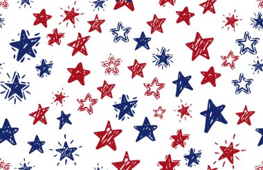 Bağımsızlık Günü ABD. Başkanlık Günü. El çizimi çizimi. Yıldızlar grunge.