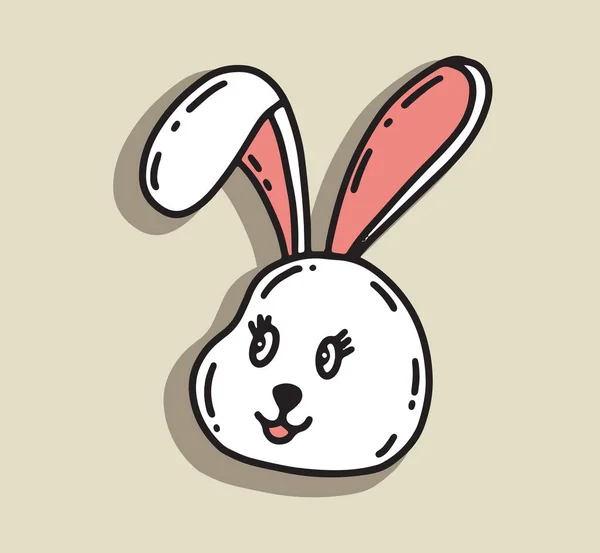 Tavşan Başı Çizgi Film Vektör Çizimi — Stok Vektör