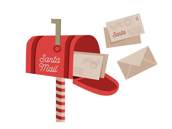 Noel Tatili Için Geleneksel Kırmızı Posta Kutusu — Stok Vektör