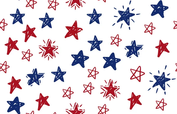Independence Day Usa Presidents Day Hand Drawn Illustration Stars Grunge — Stock Vector