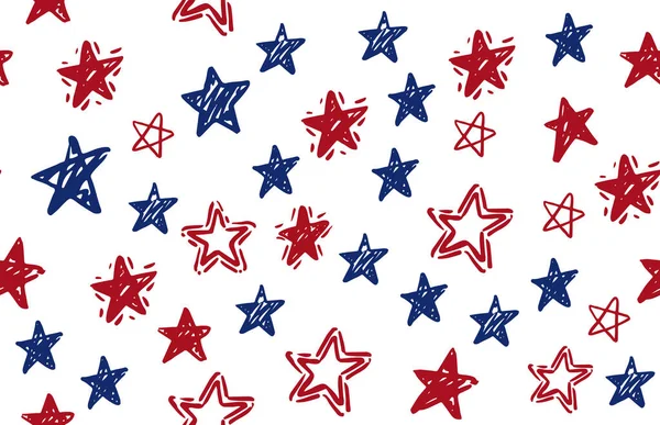 Independence Day Usa Presidents Day Hand Drawn Illustration Stars Grunge — Stock Vector