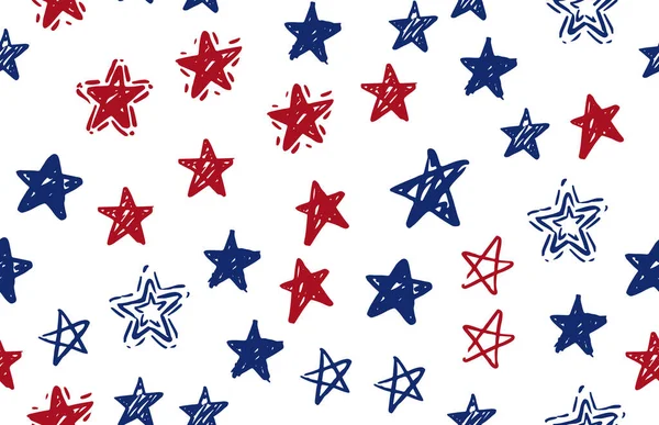 Den Nezávislosti Usa Prezidentský Den Ručně Kreslená Ilustrace Hvězdný Grunge — Stockový vektor