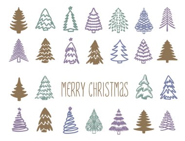 Noel ağacı seti, El çizimleri.