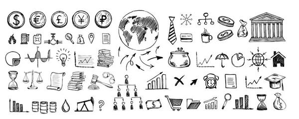 Handgezeichnete Geschäftssymbole Managementkonzept Mit Doodle Design — Stockvektor
