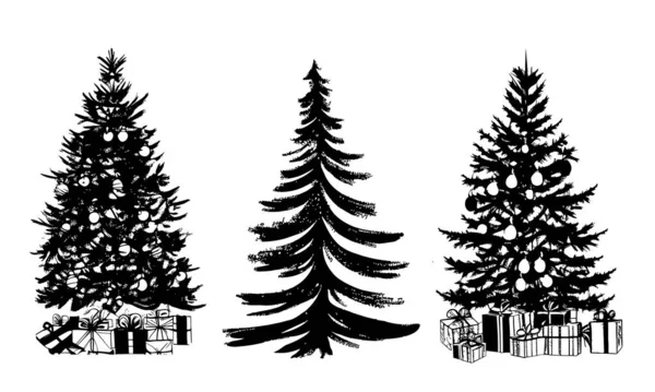Sapin Noël Illustrations Dessinées Main — Image vectorielle