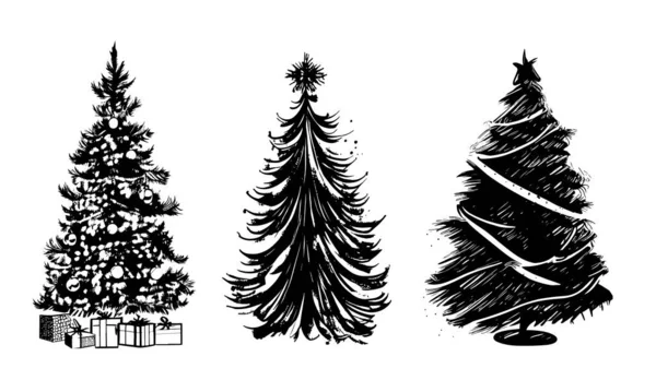 Noel Ağacı Seti Çizimleri — Stok Vektör