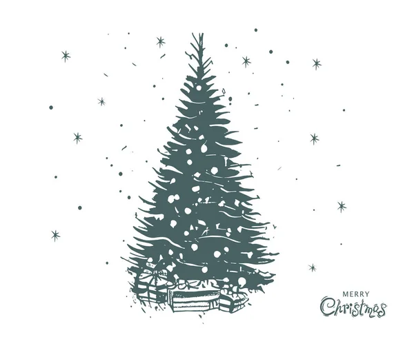 Karácsonyfa Készlet Kézzel Rajzolt Illusztrációk — Stock Vector