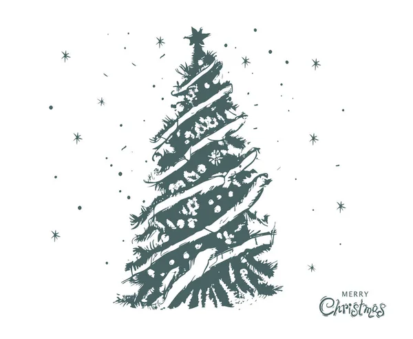 クリスマスツリーセット手描きイラスト — ストックベクタ