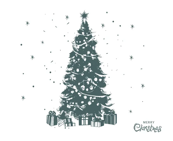 Kerstboomset Handgetekende Illustraties — Stockvector