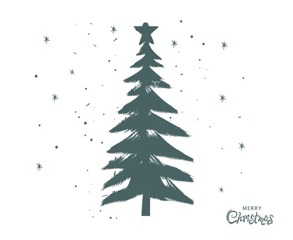 Kerstboomset Handgetekende Illustraties — Stockvector