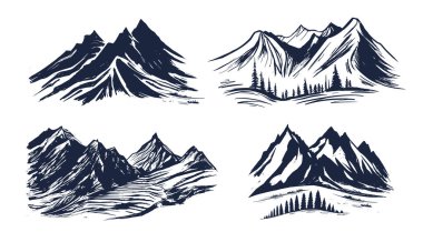 Mountain landscape, sketch style, vector illustrations clipart