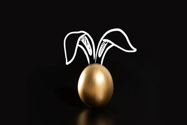 Vrolijk Pasen Konijnenoren Gouden Eieren — Stockfoto