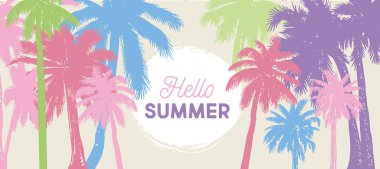 Merhaba Summer, avuç içi çizimleri, vektör.