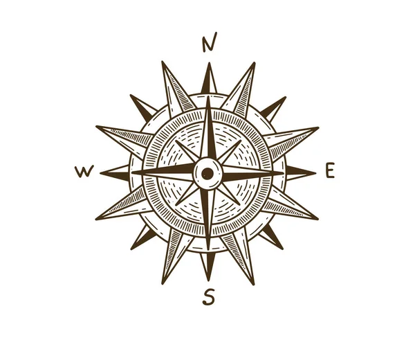 Kompass Windrose Handgezeichnet Illustration — Stockvektor