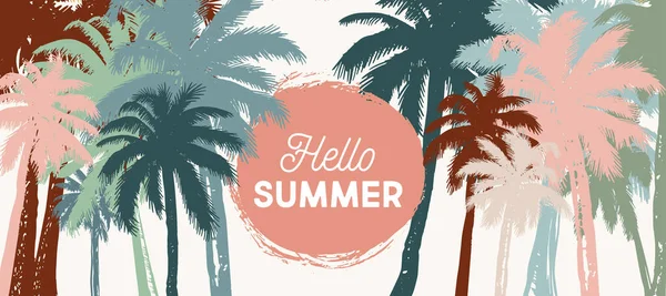 Hallo Summer Palm Met Hand Getekend Illustraties Vector — Stockvector