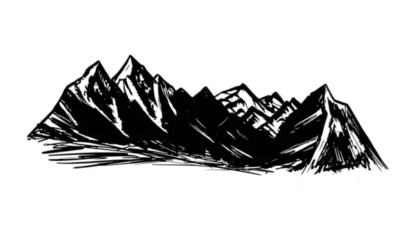 山の風景 自然の中でキャンプ スケッチスタイル ベクトルイラスト — ストックベクタ