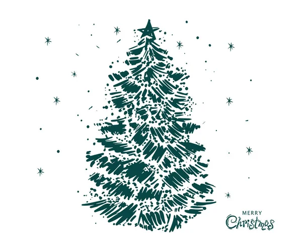 Conjunto Árvores Natal Ilustrações Desenhadas Mão — Vetor de Stock