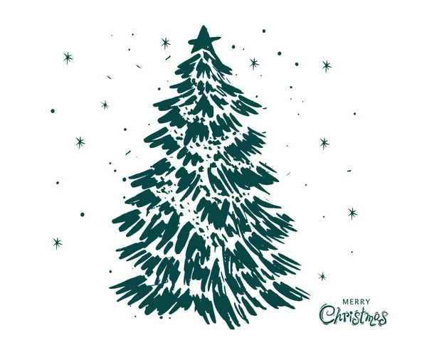 Conjunto Árboles Navidad Ilustraciones Dibujadas Mano — Archivo Imágenes Vectoriales