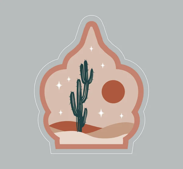 Ramadan Collectie Van Oosterse Stijl Islamitische Ramen Palmbomen Cactus Woestijn — Stockvector