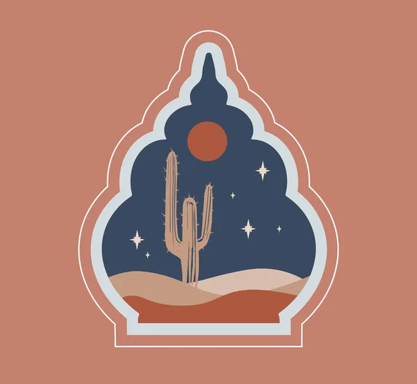 ラマダーン 東洋風イスラム窓 ヤシの木 サボテン 砂漠のコレクション — ストックベクタ