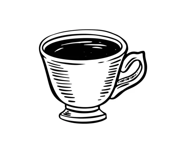 Zöld Tea Csésze Kézzel Rajzolt Rajz Elszigetelt Fehér — Stock Vector