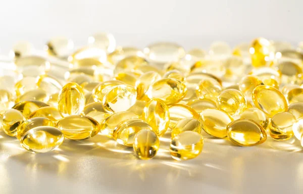 stock image Food supplement oil filled fish oil, vitamin D, omega 3, omega 6, vitamin A, vitamin E, flaxseed oil.