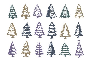 Noel ağacı seti, El çizimleri.