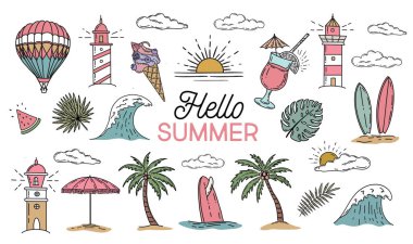 Summer icon, hand drawn illustration.