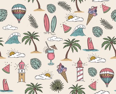 Merhaba Summer, el çizimi illüstrasyon.