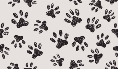 Ink Dog Paw, Cat Paw, grunge style, Vector.