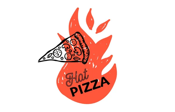 Hot Pizza Hand Drawn Illustrations Vector — Stock Vector