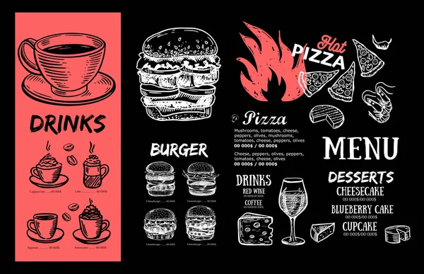 Menu Café Restaurant Design Des Modèles Brochure Alimentaire — Image vectorielle