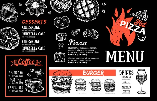 Menu Café Restaurant Design Des Modèles Brochure Alimentaire — Image vectorielle