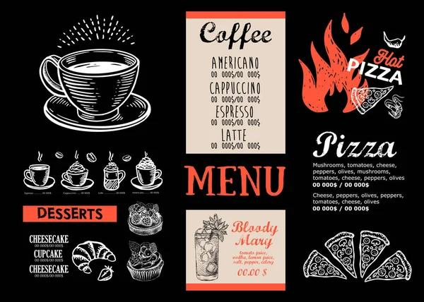 Menu Restaurant Cafe Template Design Food Flyer — Stock Vector