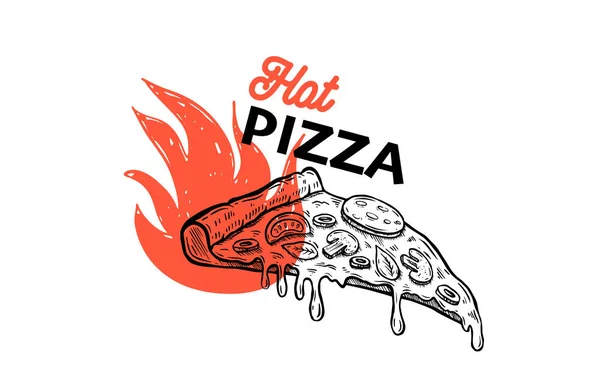 Hot Pizza Ζωγραφισμένα Στο Χέρι Εικόνες Διάνυσμα — Διανυσματικό Αρχείο
