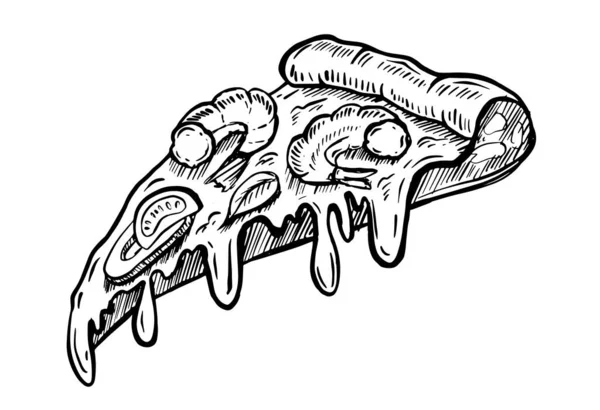 Fatia Pizza Ilustrações Desenhadas Mão Vetor — Vetor de Stock