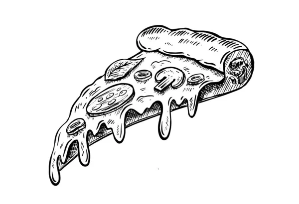 Kawałek Pizzy Ręcznie Rysowane Ilustracje Wektor — Wektor stockowy