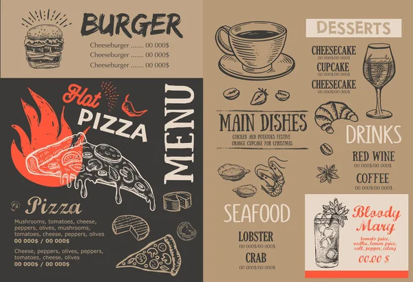 Menu Restaurant Cafe Template Design Food Flyer — Stock Vector