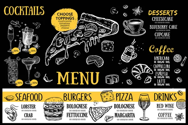 Меню Ресторанное Кафе Дизайн Шаблонов Food Flyer — стоковый вектор